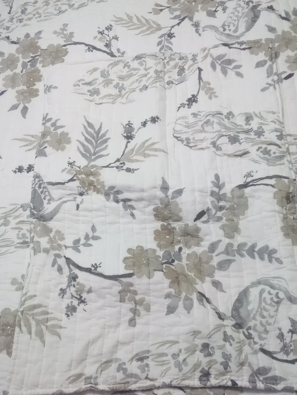 Reversable Twin Floral Toile Quilted Bedspread & Sham NWT $209.99